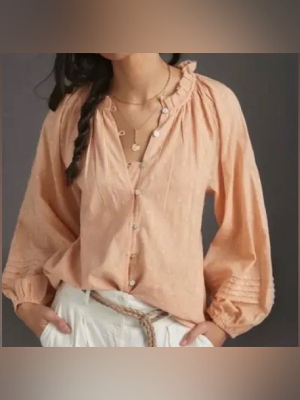 Cleobella light peach peasant blouse, size S